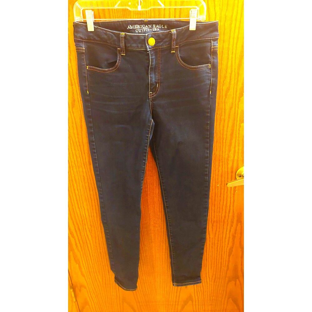 American Eagle Jegging Womens 10 Long Dark Wash Super Stretch Skinny Denim Jeans